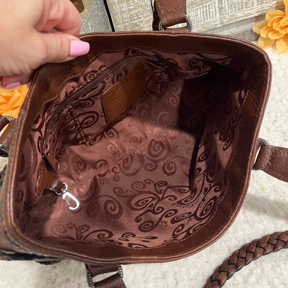 Authentic BRIGHTON Brown Leather Shoulder Bag VGC! - Picture 10 of 12
